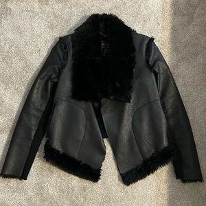 BCBG MAXAZRIA Faux Leather / Fur Jacket Coat XS